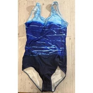 American Trends Women's Blue and White Ombre CrissCross Back  One Piece Swimsuit